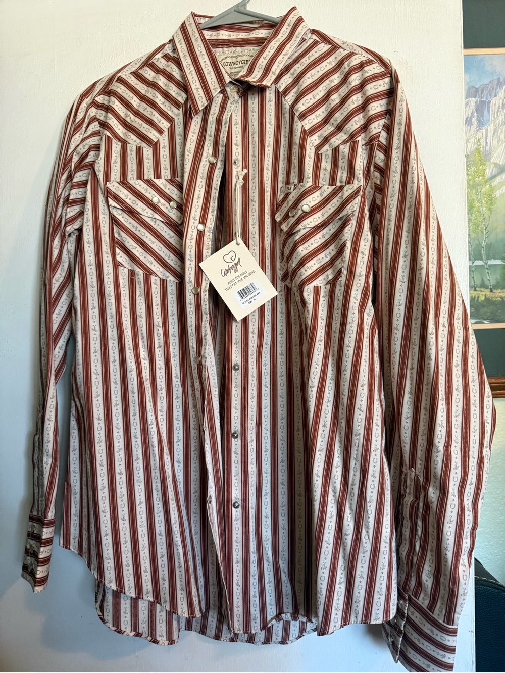 Ely Cattleman Cowboygirl by Jenna Paulette Striped Rust and white pearl snap